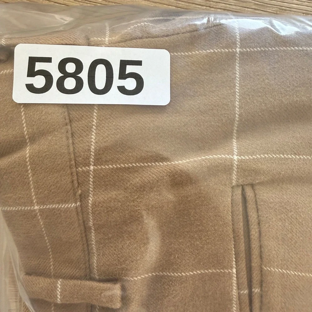 Polo Golf Ralph Lauren Pants Mens 34x33 Tan Windowpane Cotton Wool Silk Pleated
